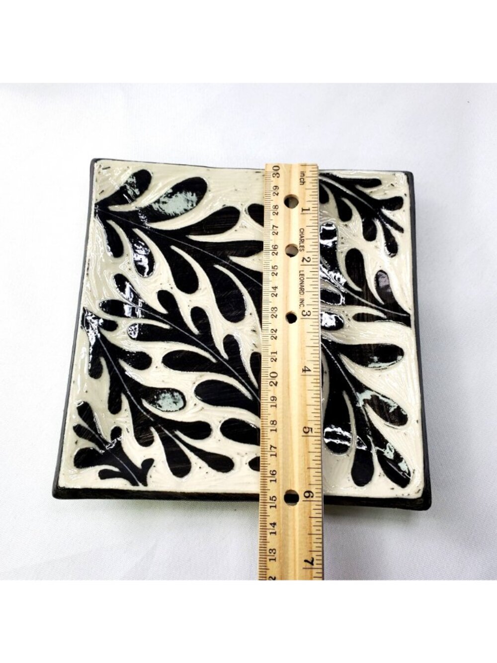 Cream & Black 6x6 Trinket Dish Spirit of the Rocks Pottery Leah & Scott DeCapio - Picture 5 of 7